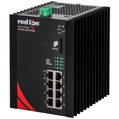 Red Lion Industrial PoE+ Switch, NT24k-8TX-POE